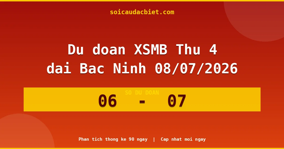 Dự đoán XSMB Thứ 4 đài Bắc Ninh 08/07 chuẩn xác nhất