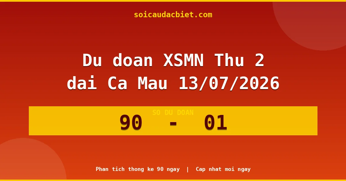 Dự đoán XSMN Thứ 2 đài Cà Mau 13/07 chuẩn xác nhất