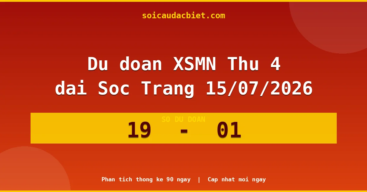 Dự đoán XSMN Thứ 4 đài Sóc Trăng 15/07 chuẩn xác nhất