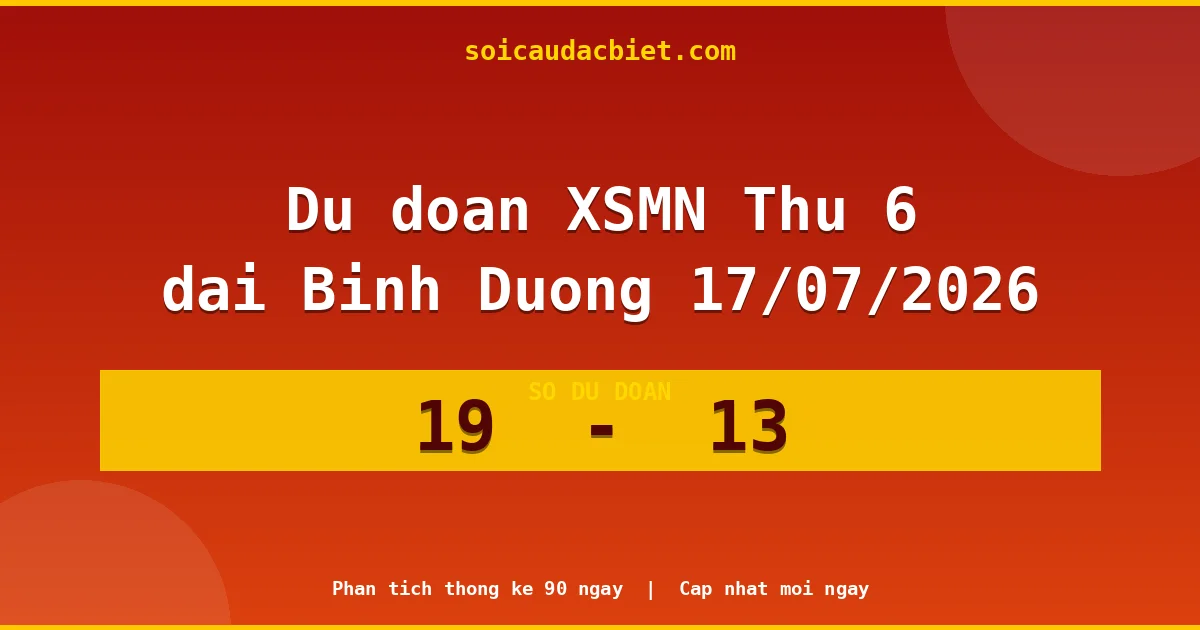 Dự đoán XSMN Thứ 6 đài Bình Dương 17/07 chuẩn xác nhất