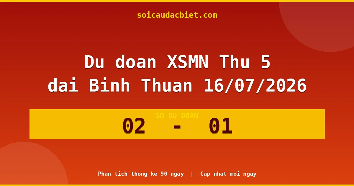 Dự đoán XSMN Thứ 5 đài Bình Thuận 16/07 chuẩn xác nhất