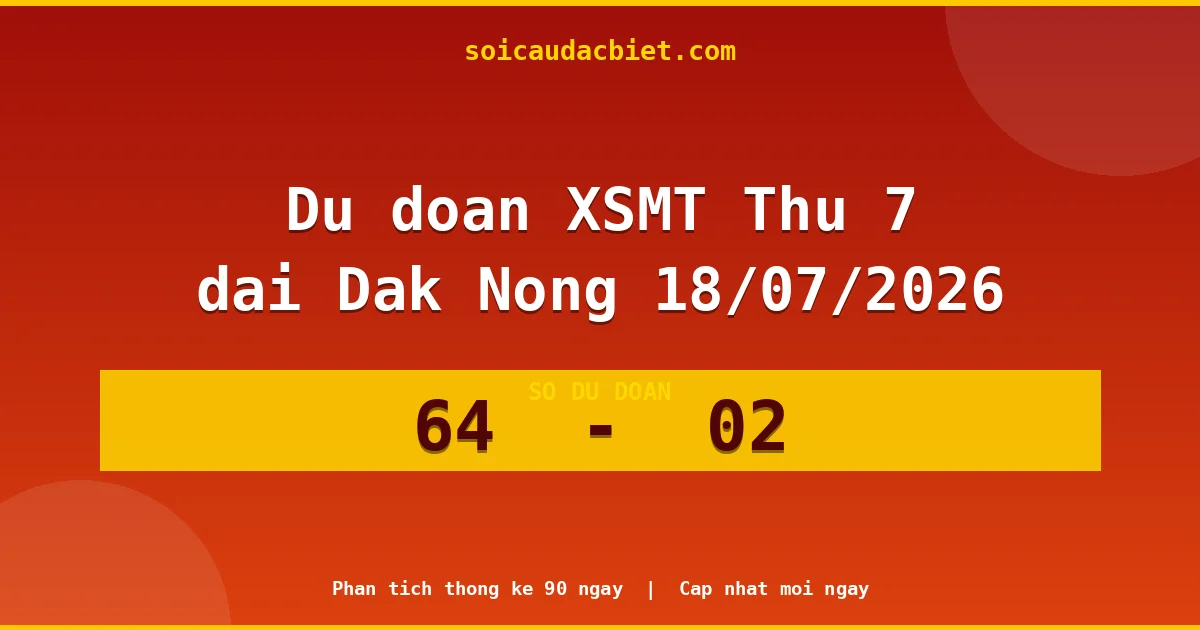Dự đoán XSMT Thứ 7 đài Đắk Nông 18/07 chuẩn xác nhất