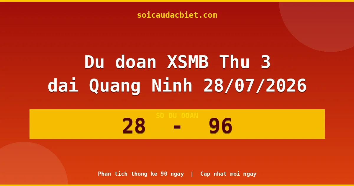 Dự đoán XSMB Thứ 3 đài Quảng Ninh 28/07 chuẩn xác nhất