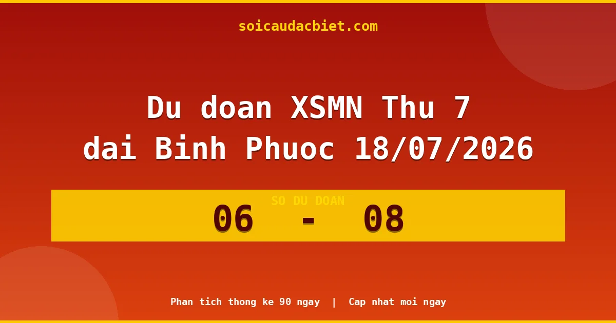 Dự đoán XSMN Thứ 7 đài Bình Phước 18/07 chuẩn xác nhất