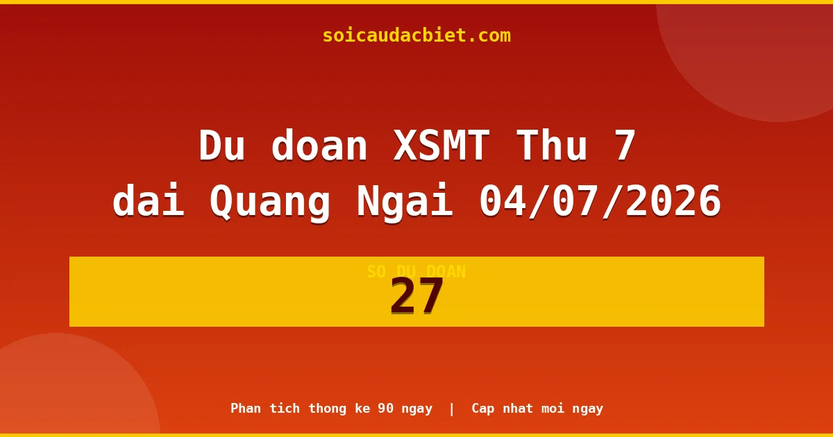 KQXS Quảng Ngãi Thứ 7 04/07 — Kết quả xổ số Quảng Ngãi hôm nay