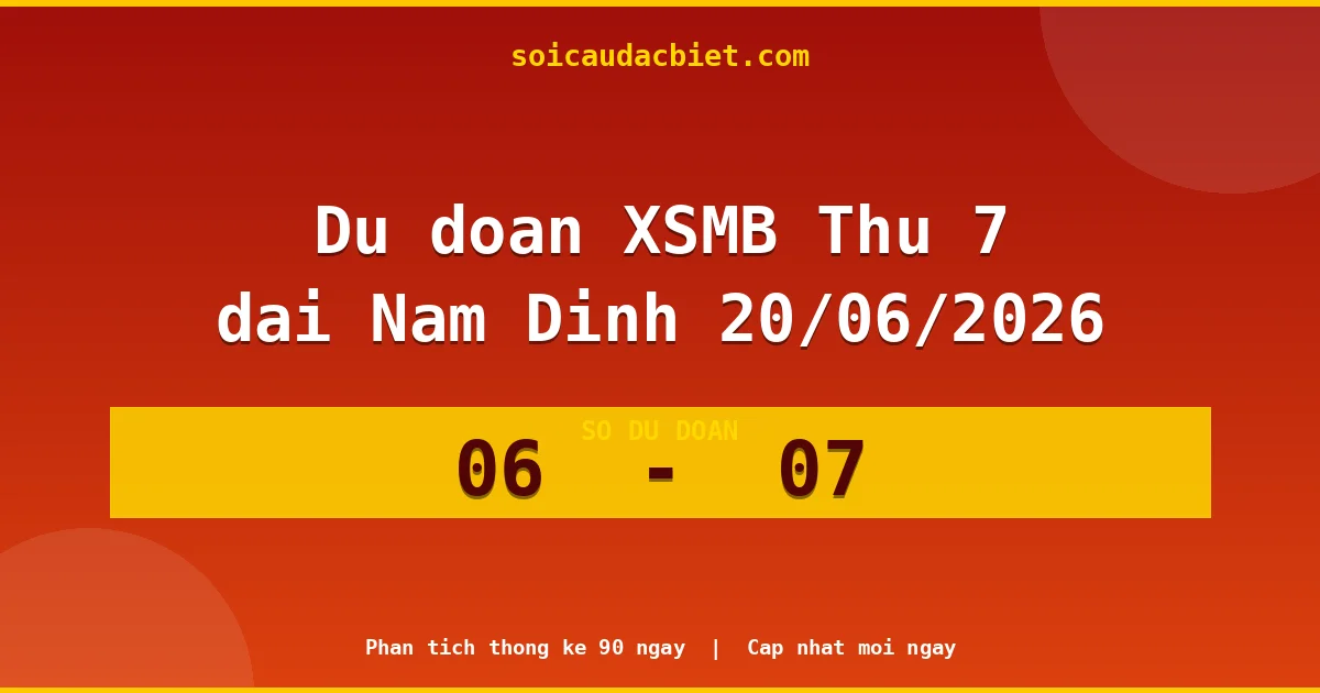 Dự đoán XSMB Thứ 7 đài Nam Định 20/06 chuẩn xác nhất