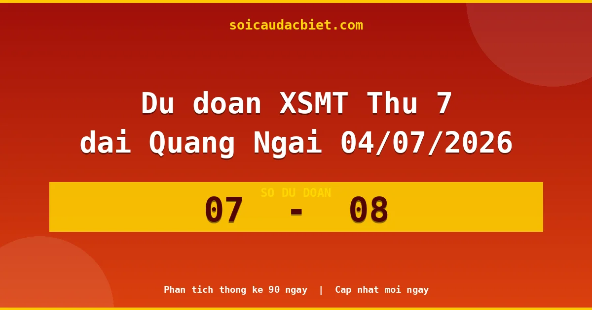 Dự đoán XSMT Thứ 7 đài Quảng Ngãi 04/07 chuẩn xác nhất