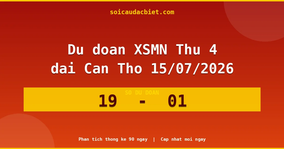 Dự đoán XSMN Thứ 4 đài Cần Thơ 15/07 chuẩn xác nhất
