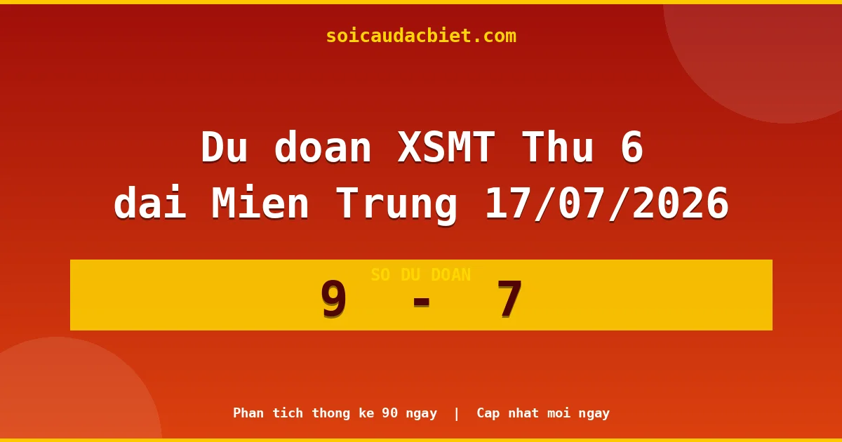 Soi cầu đầu đặc biệt 3 ngày Miền Trung hôm nay ngày 17/07/2026
