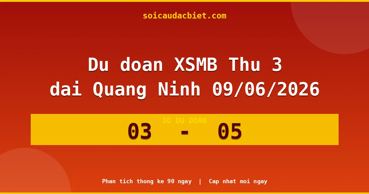 Dự đoán XSMB Thứ 3 đài Quảng Ninh 09/06 chuẩn xác nhất