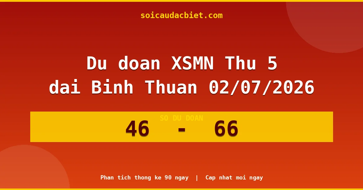 Dự đoán XSMN Thứ 5 đài Bình Thuận 02/07 chuẩn xác nhất