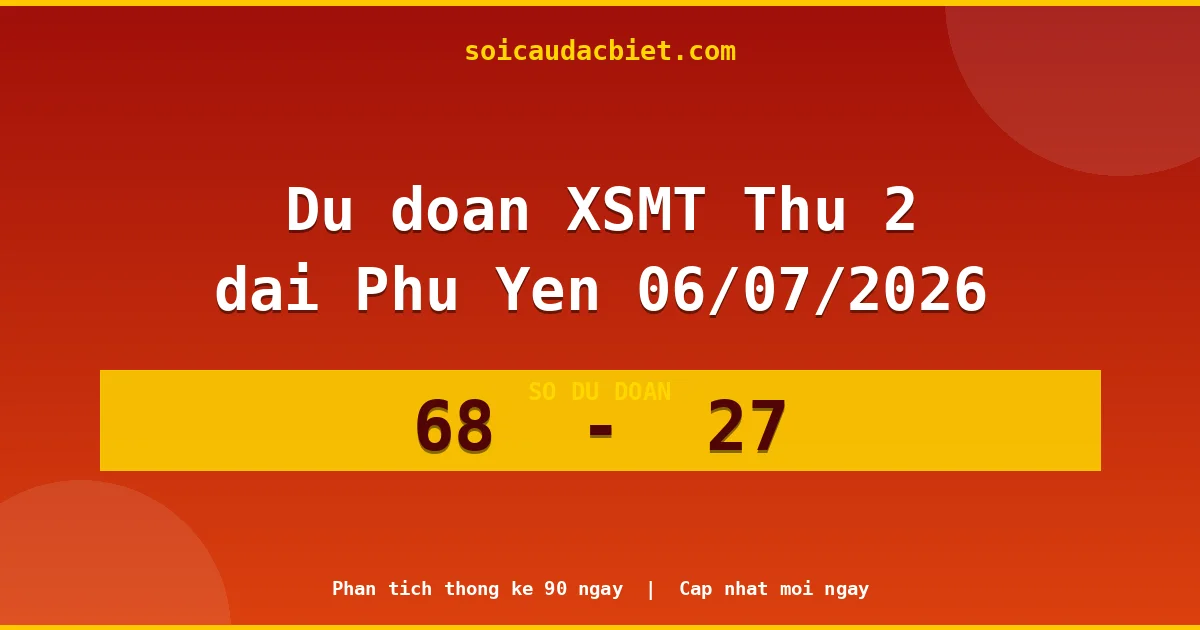 Dự đoán XSMT Thứ 2 đài Phú Yên 06/07 chuẩn xác nhất